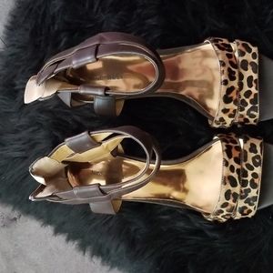 Leopard print sandals low heel